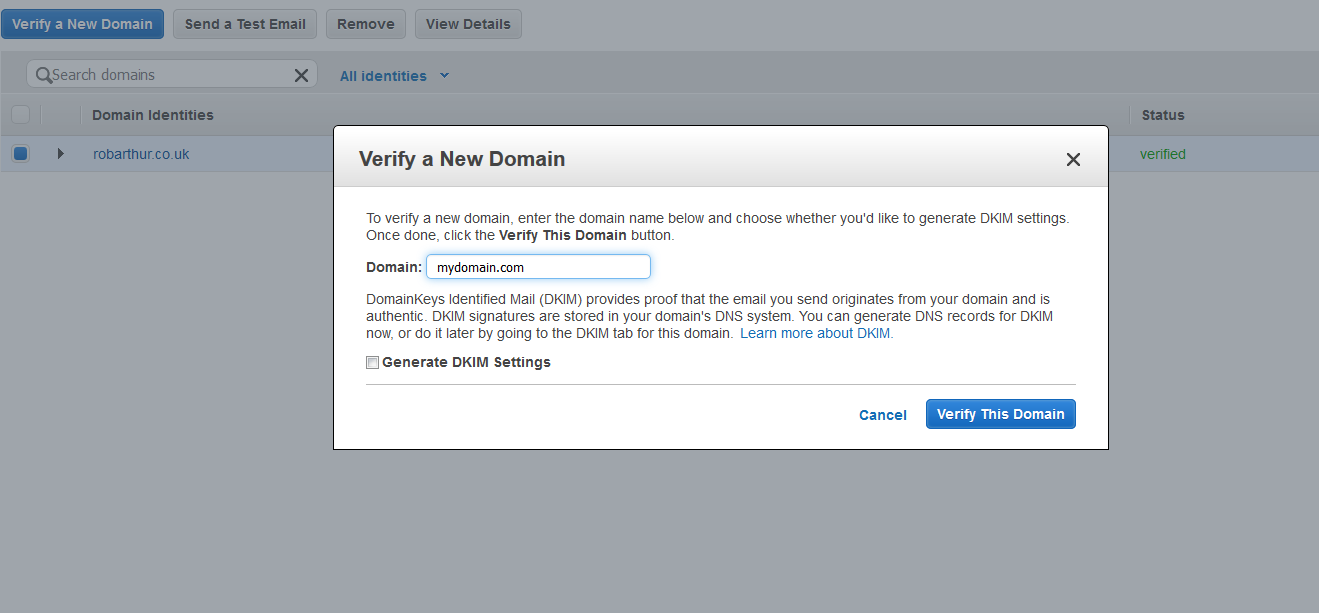 Validating Domain Ownership for SSL Certificates Using Amazon SES - Validate Domain