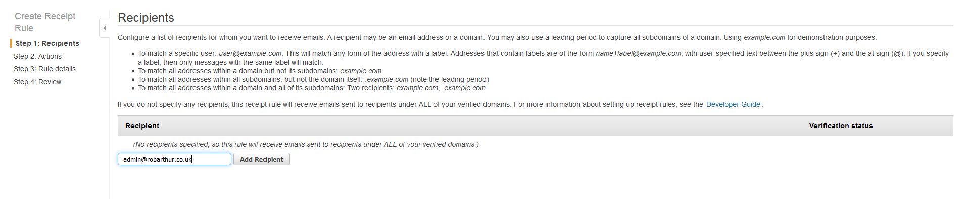 Validating Domain Ownership for SSL Certificates Using Amazon SES - Validate Domain